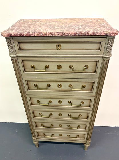 Louis XVI Style Painted Marble Top Semainier