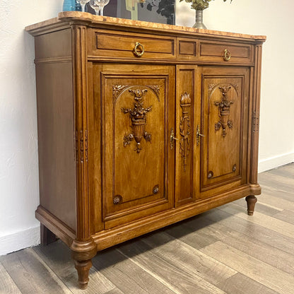 ANTIQUE FRENCH MARBLE TOP BUFFET/SIDEBOARD, FRANCE