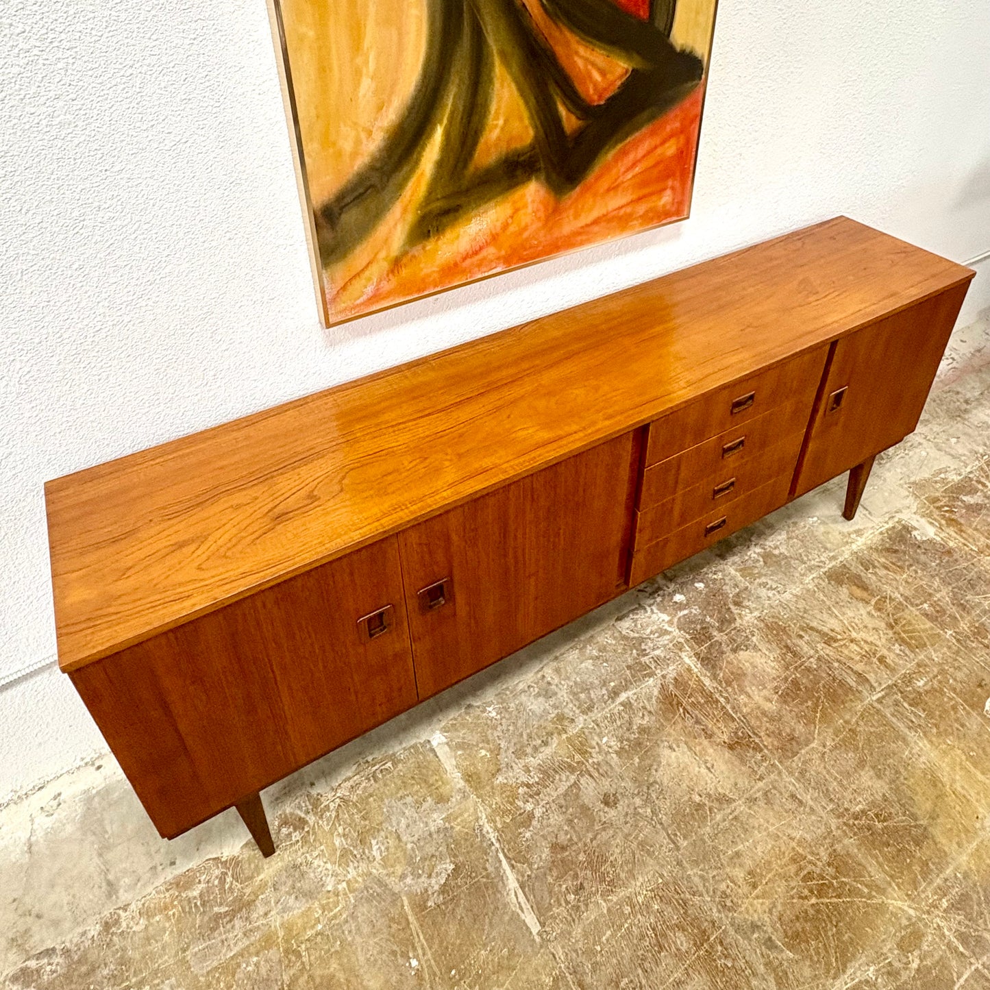 Long Mid Century Teak Credenza/Sideboard From England