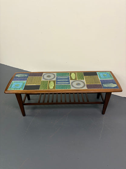 Mid Century Teak & Tile Top Coffee Table By Kenneth Clark - England