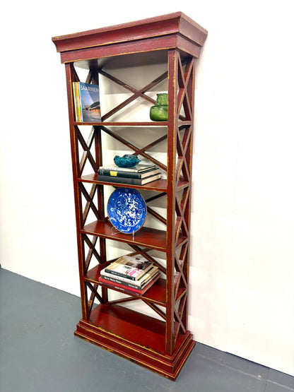 Antique Chinese Distressed Painted Etagere/Book Shelf