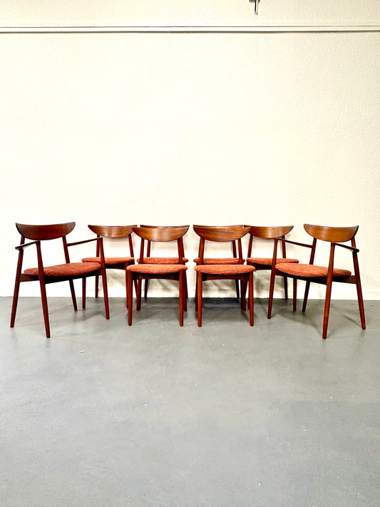 Rare Mid Century Set of 8 Dining Chairs by Harry Ostergaard for Randers - Denmark