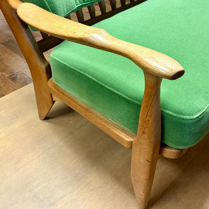 FRENCH MODERN GUILLERME ET CHAMBRON SETTEE, REUPHOLSTERED