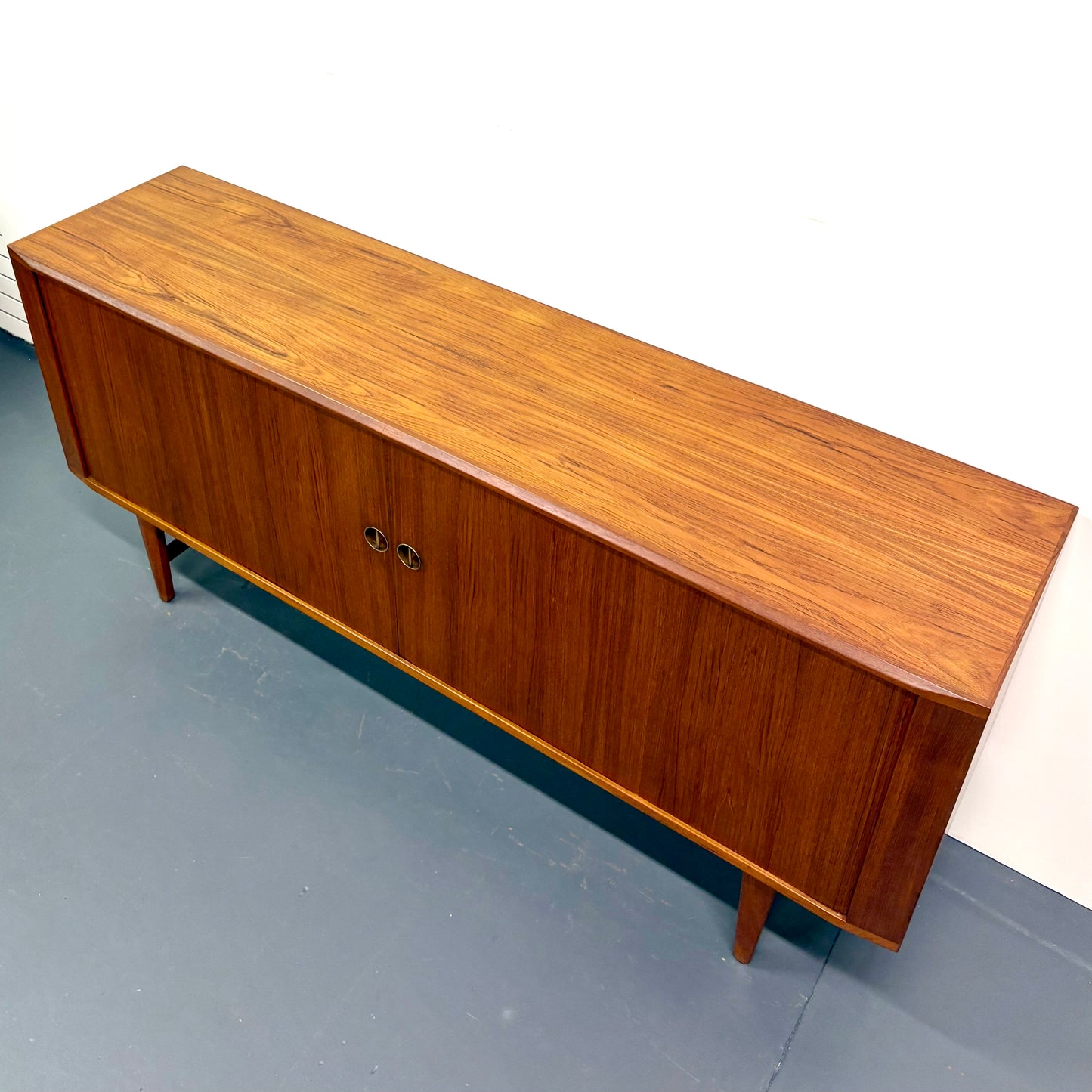 Rare Mid Century Teak Tambour Door Credenza/Sideboard by Harry Ostergaard