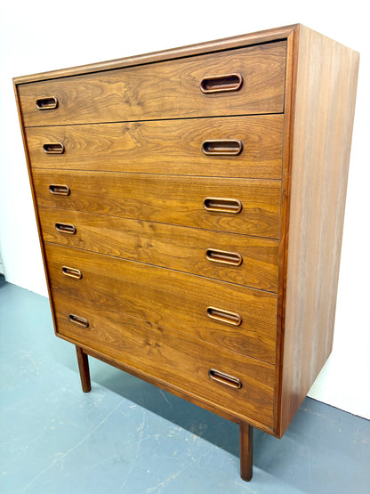 Mid Century Six Drawer Tall Dresser By Jack Cartwright for Founders - American