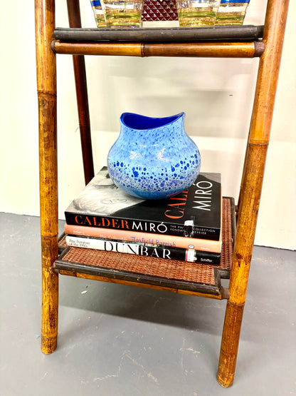 Vintage French Bamboo Folding Ladder Step Shelf