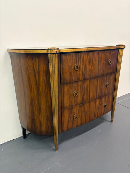 French Louis XVI Style Demilune Three Drawer Chest