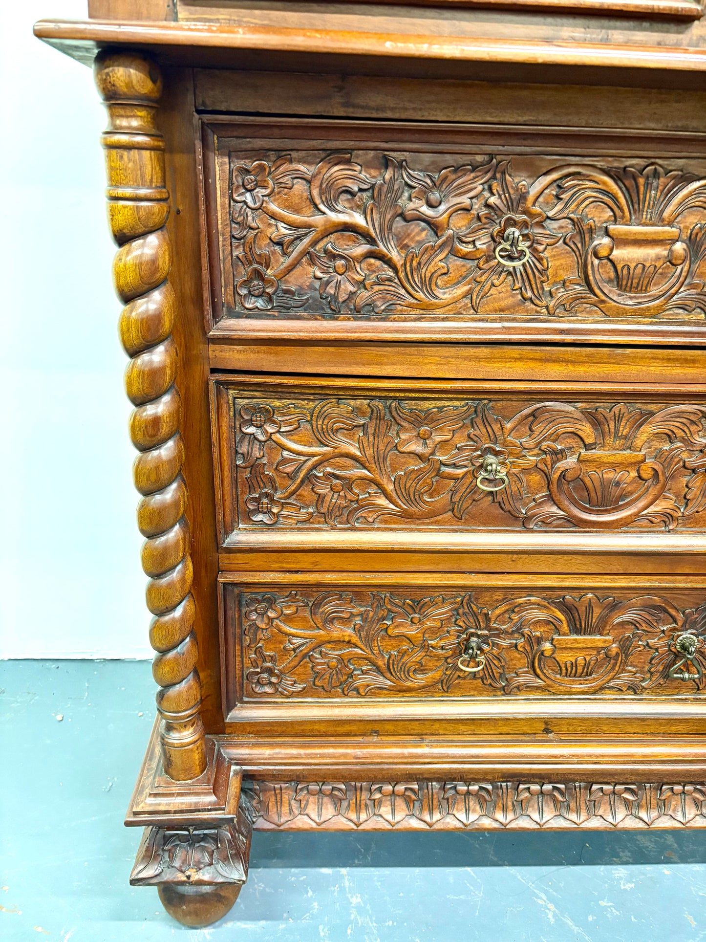 Antique Louis XIII Style French Twist Chest Of Drawers - France