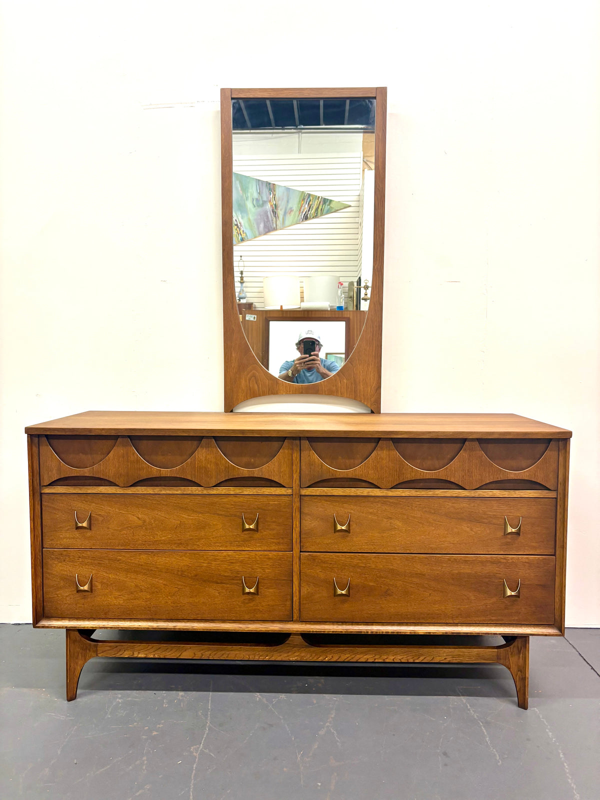 Mid Century Six Drawer Brasilia Design Dresser By Broyhill - American
