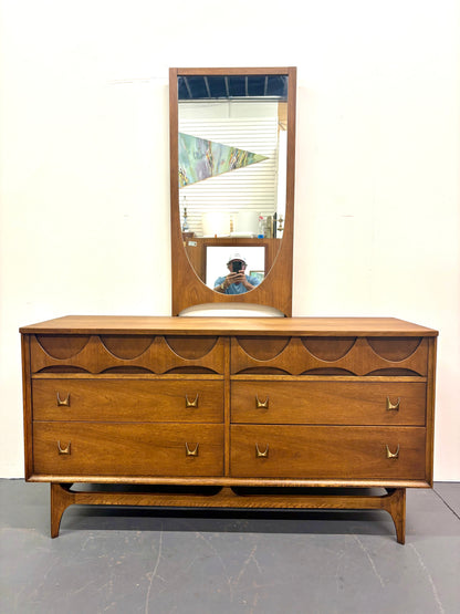 Mid Century Six Drawer Brasilia Design Dresser By Broyhill - American