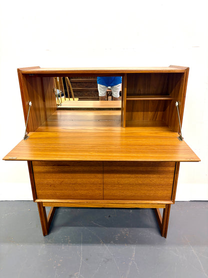 Mid Century Teak Cocktail Cabinet With Drop Down By Turnidge - England