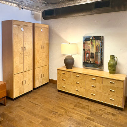 Mid Century Olive Burl Wood Dresser by Heredon “Scene Two” Design