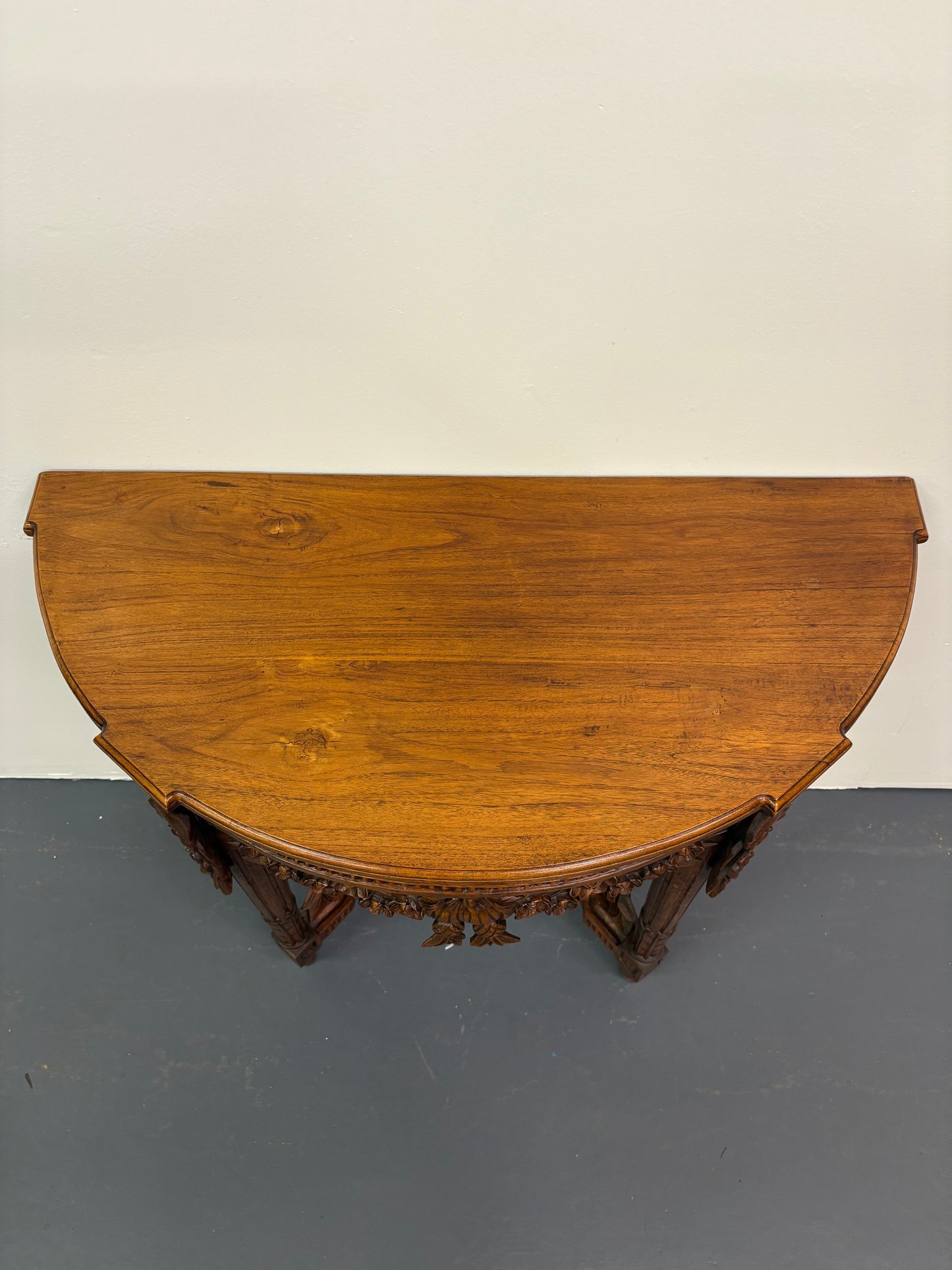 Antique French Louis XVI Style Carved Demilune Console