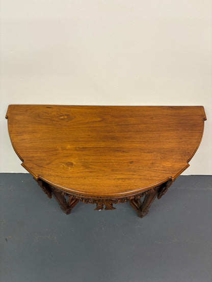 Antique French Louis XVI Style Carved Demilune Console