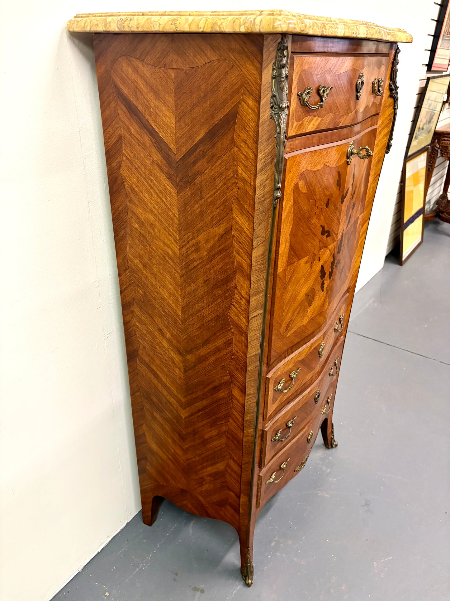 French Louis XVI Style Marble Top Secretary/Abattant - France