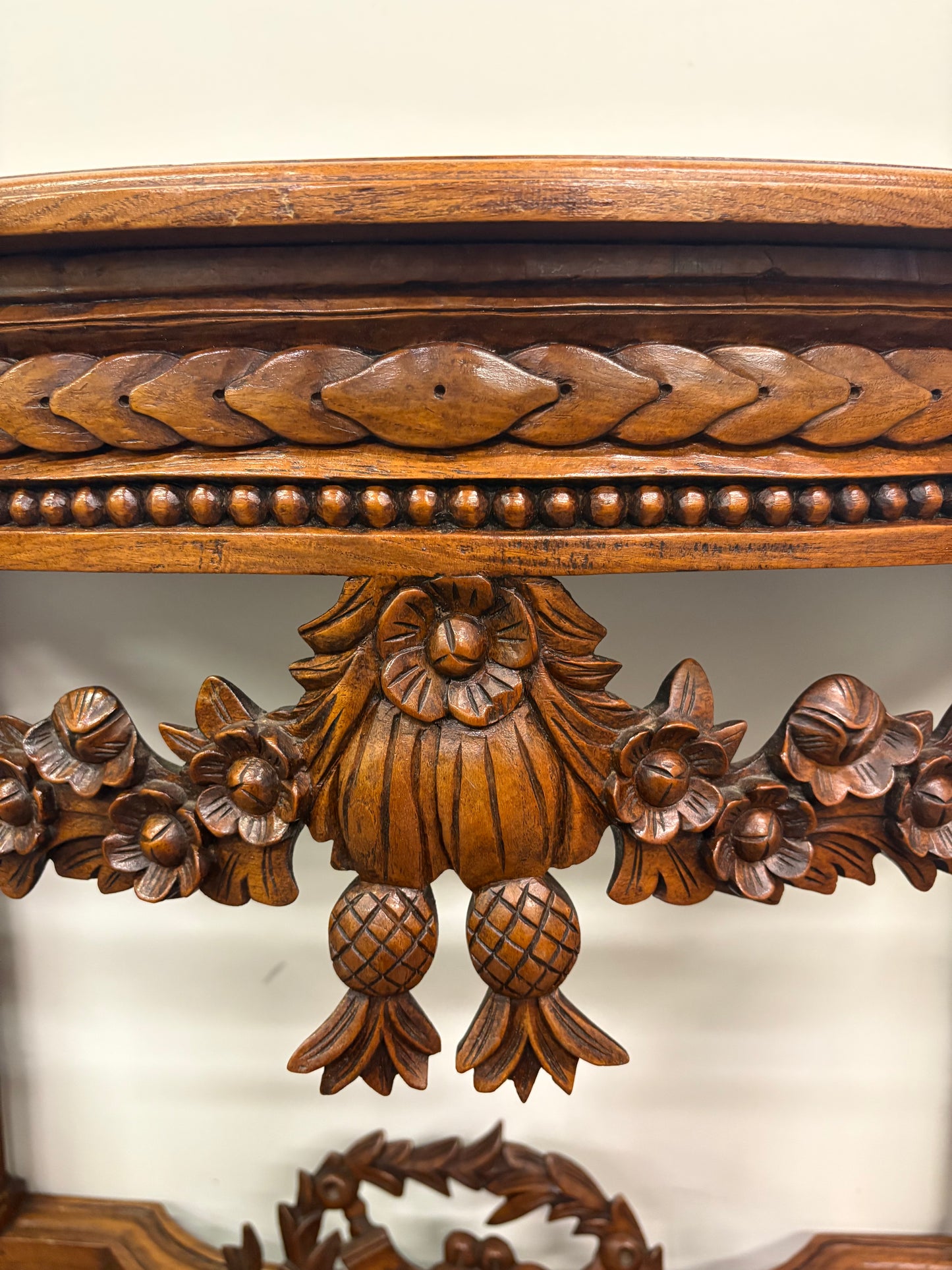 Antique French Louis XVI Style Carved Demilune Console