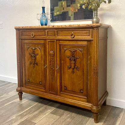 ANTIQUE FRENCH MARBLE TOP BUFFET/SIDEBOARD, FRANCE