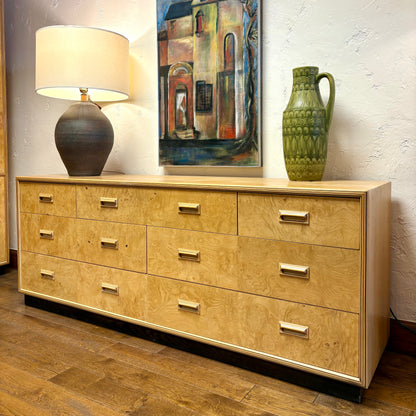 Mid Century Olive Burl Wood Dresser by Heredon “Scene Two” Design