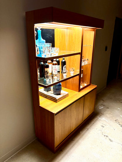 Mid Century Teak Lighted Dry Bar By Turnidge of London - England