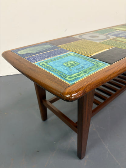 Mid Century Teak & Tile Top Coffee Table By Kenneth Clark - England