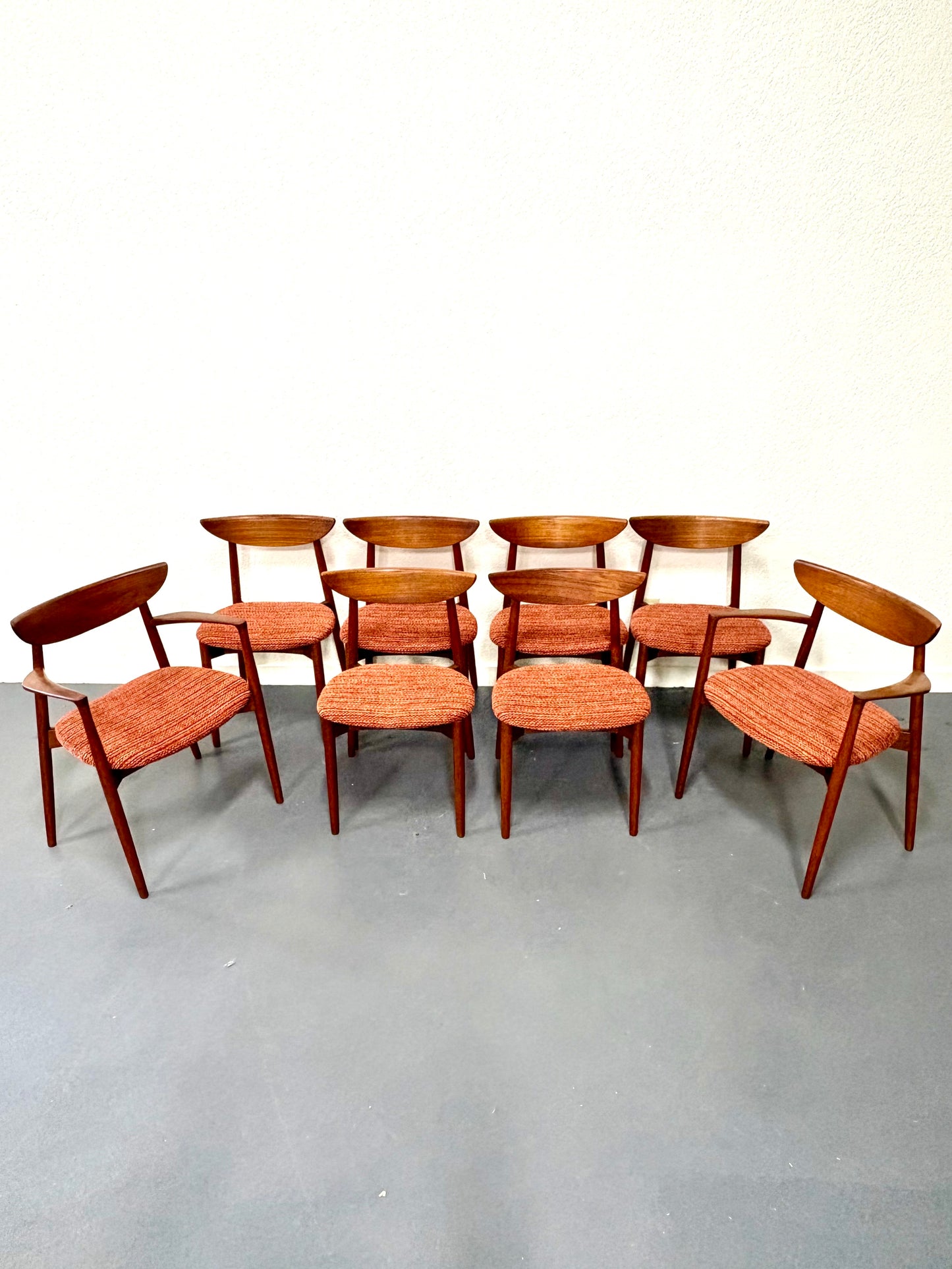 Rare Mid Century Set of 8 Dining Chairs by Harry Ostergaard for Randers - Denmark