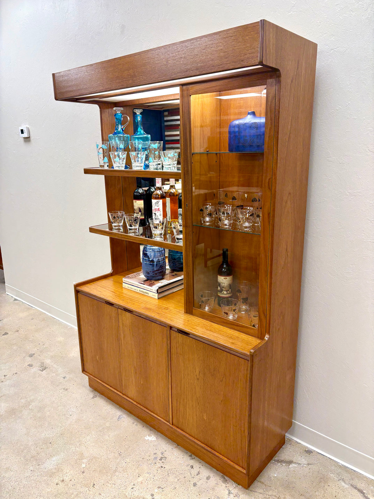 Mid Century Teak Lighted Dry Bar By Turnidge of London - England