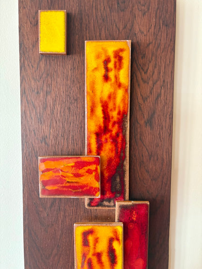 Fantastic Mid Century Tile & Walnut Art by Harris G. Strong -American