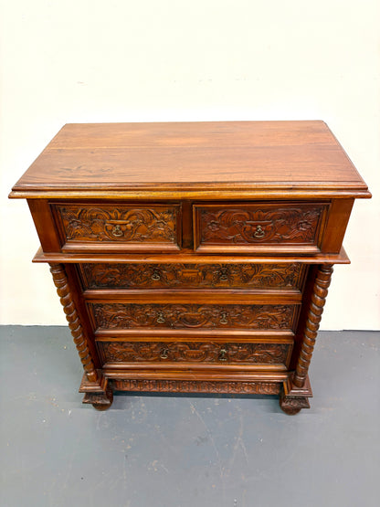 Antique Louis XIII Style French Twist Chest Of Drawers - France
