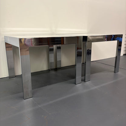 Mid Century Travertine & Chrome Pair Of End Tables By DIA