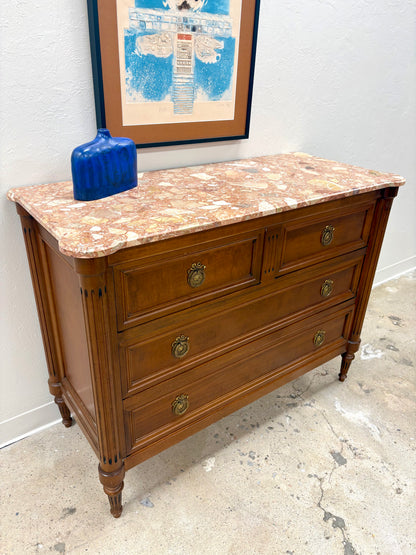 French Louis XVI Marble Top Four Drawer Chest/Dresser #1 - France