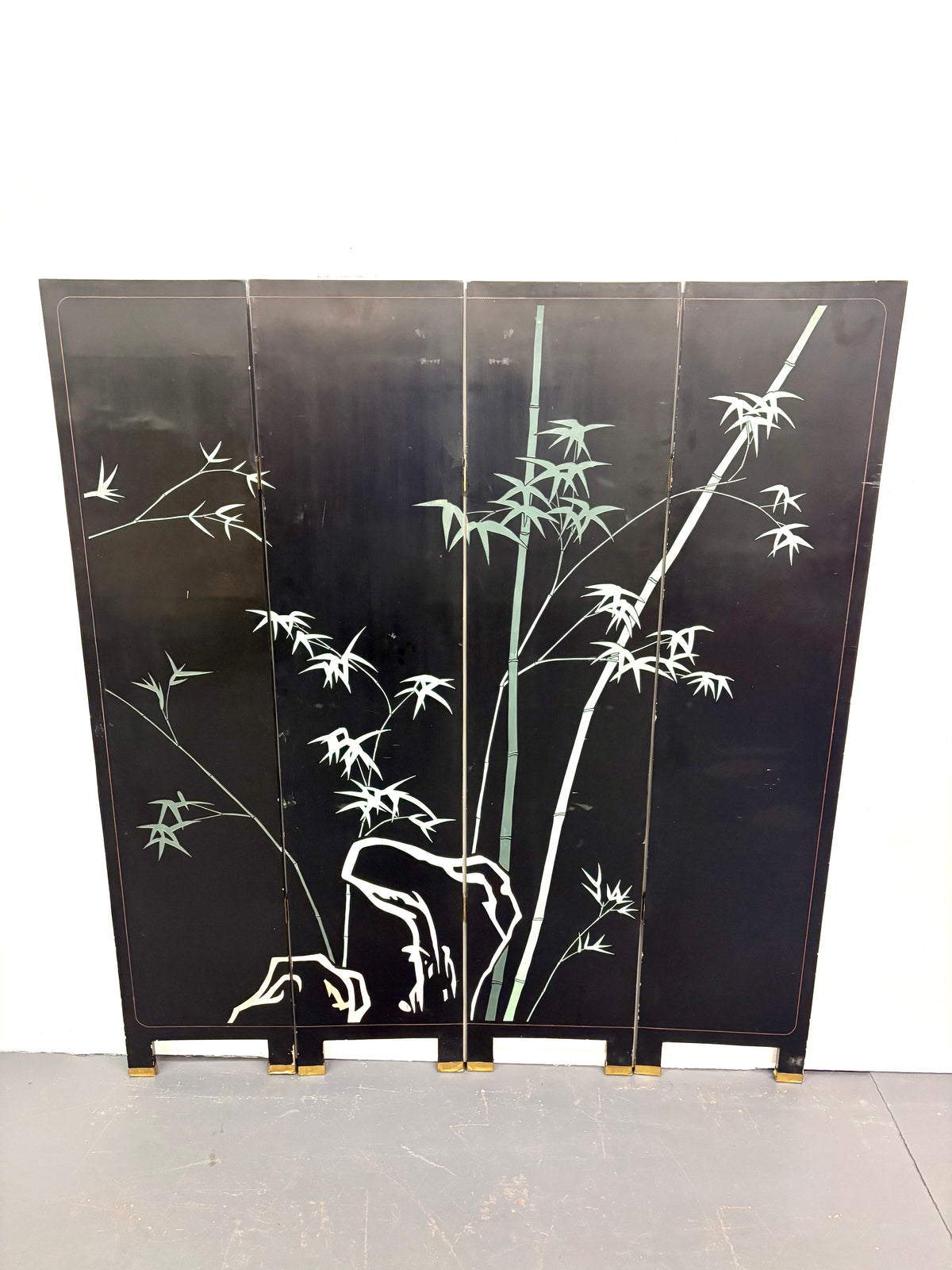 Mid Century Modern Two-Sided Four Panel Screen/Room Divider