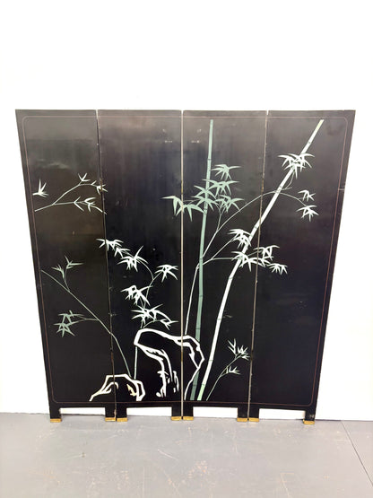 Mid Century Modern Two-Sided Four Panel Screen/Room Divider