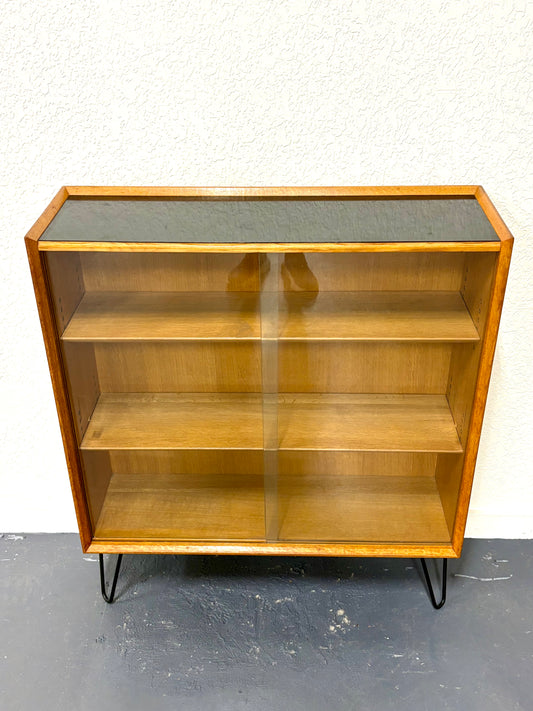 Mid Century Oak Glass Front Display Cabinet - England