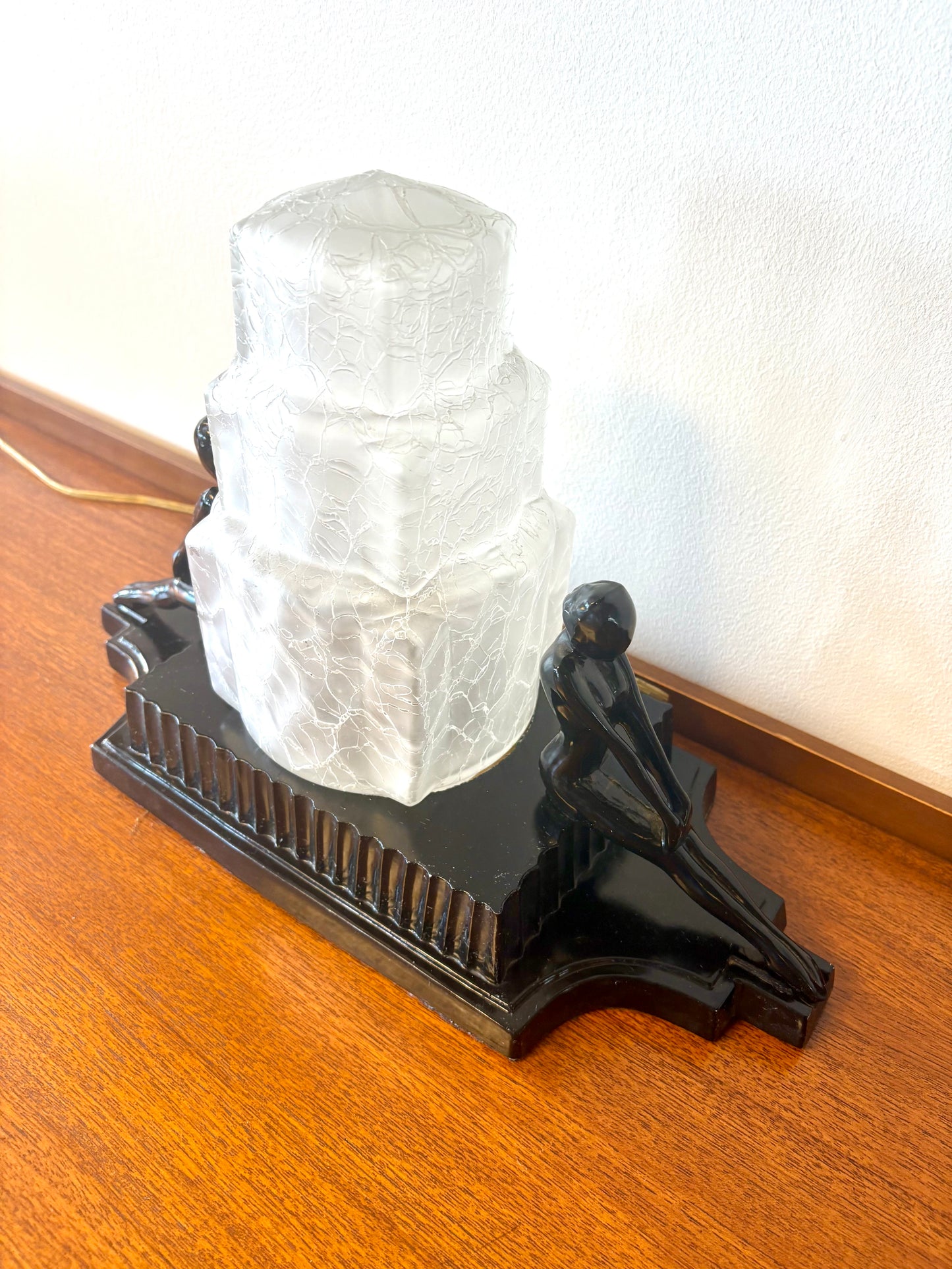 Art Deco Style Nude Table Lamp With Skyscraper Shade