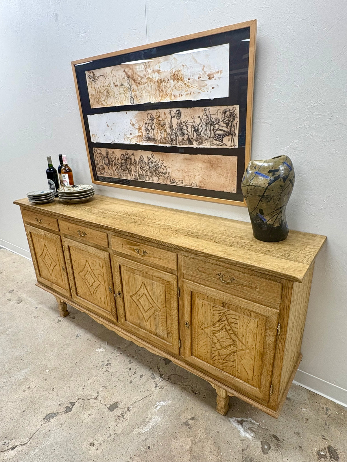 Vintage Mid Century Danish Oak Sideboard/Credenza By H. M. Mobler - Denmark