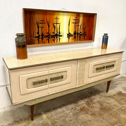 Mid Century Laminate & Leather Credenza/Sideboard From England