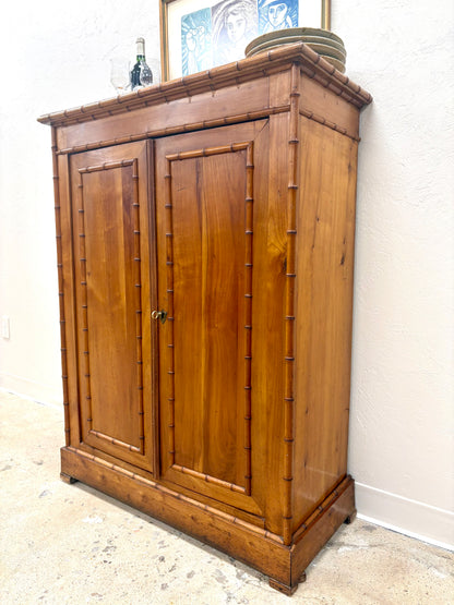 Antique French Faux Bamboo Two Door Cabinet - France