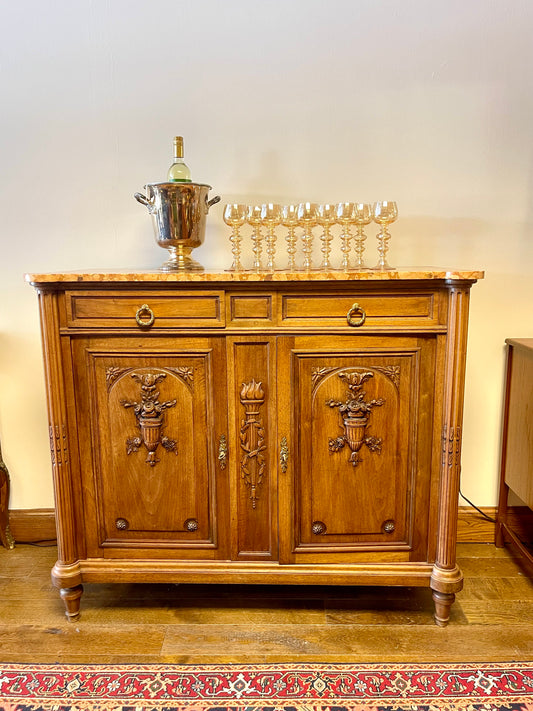 ANTIQUE FRENCH MARBLE TOP BUFFET/SIDEBOARD, FRANCE