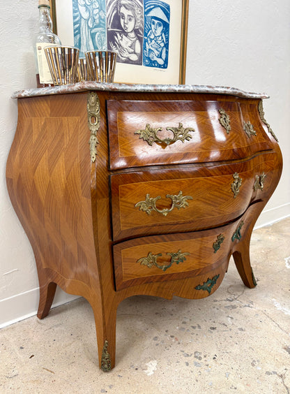 Antique Swedish Marble Top Bombe Chest/Dresser - Sweden