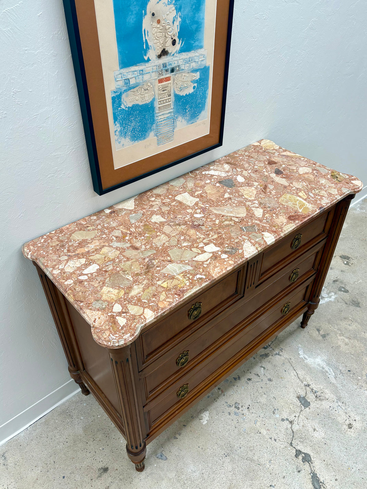 French Louis XVI Marble Top Four Drawer Chest/Dresser #1 - France