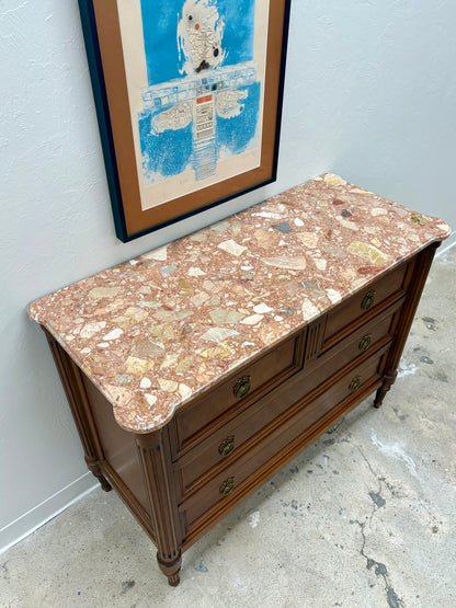 French Louis XVI Marble Top Four Drawer Chest/Dresser #1 - France