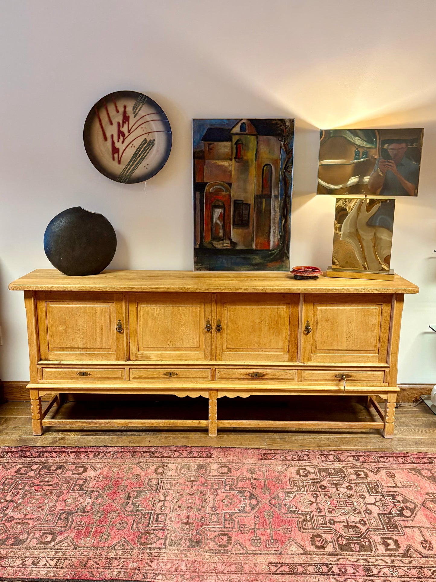 Mid Century Long Danish Oak Credenza/Sideboard - Denmark