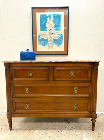 French Louis XVI Marble Top Four Drawer Chest/Dresser #1 - France