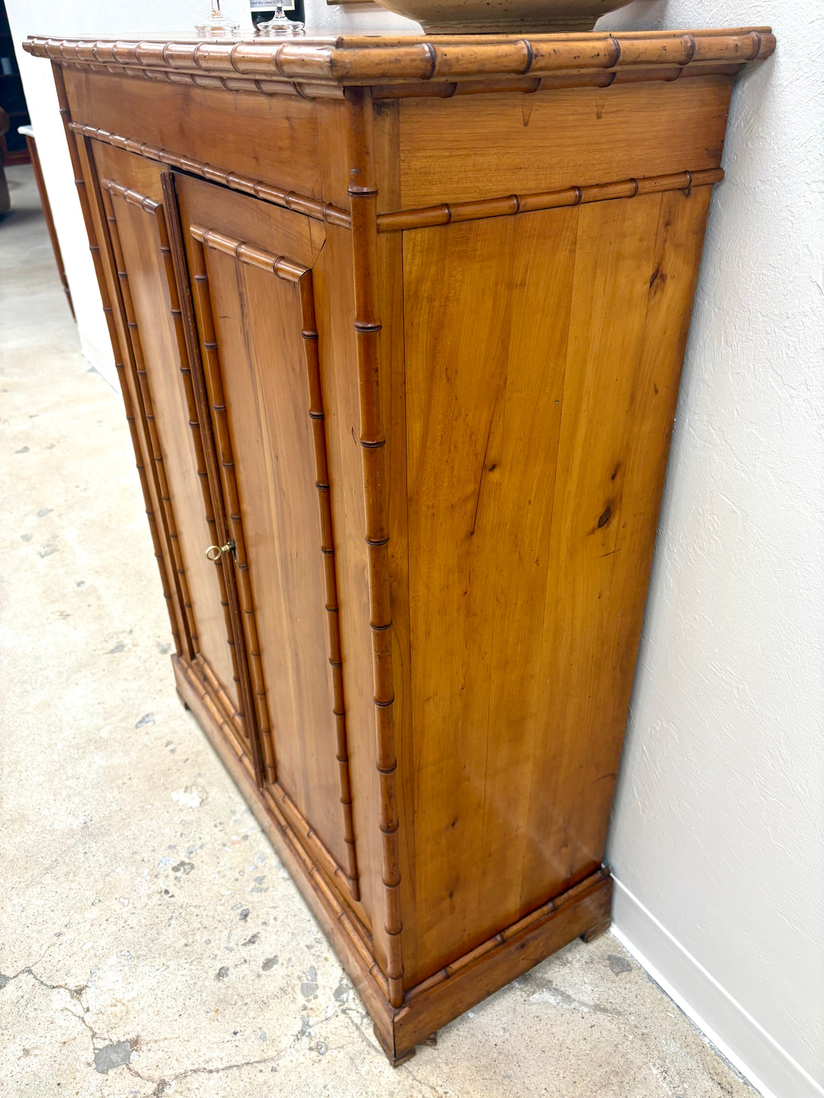 Antique French Faux Bamboo Two Door Cabinet - France