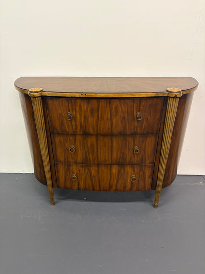 French Louis XVI Style Demilune Three Drawer Chest