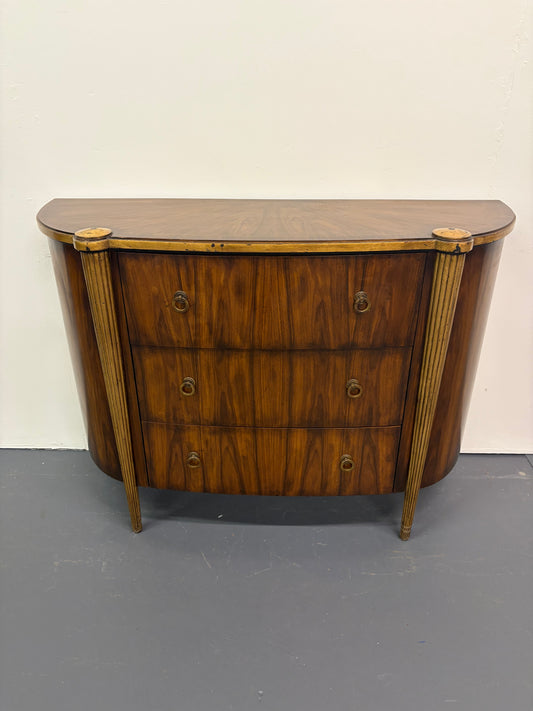 French Louis XVI Style Demilune Three Drawer Chest