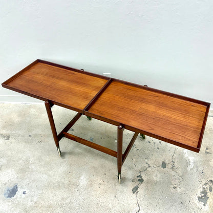 Mid Century Teak Extendable Bar Cart By Poul Hundevad - Denmark