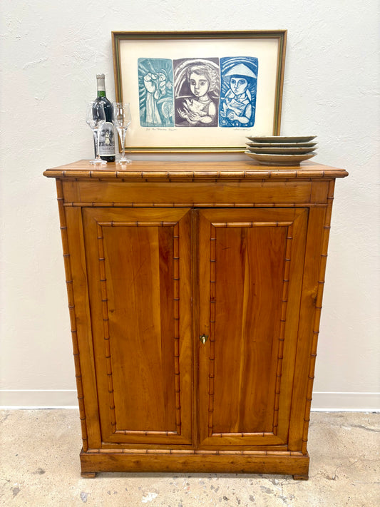 Antique French Faux Bamboo Two Door Cabinet - France