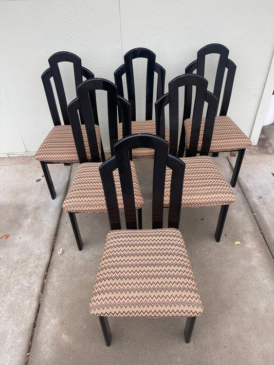 VINTAGE BLACK LACQUER ITALIAN DINING CHAIRS - Flat Rate Shipping $395