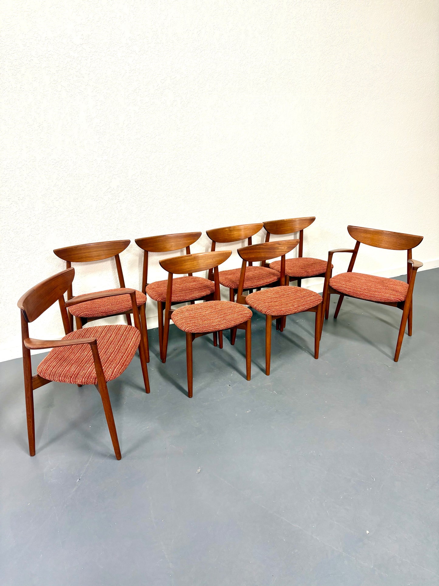 Rare Mid Century Set of 8 Dining Chairs by Harry Ostergaard for Randers - Denmark